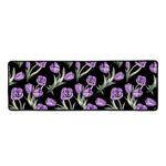 Purple Watercolor Tulip Pattern Print Long Kitchen Mat