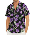 Purple Watercolor Tulip Pattern Print Men's Deep V-Neck Shirt