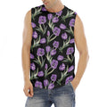 Purple Watercolor Tulip Pattern Print Men's Fitness Tank Top