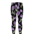 Purple Watercolor Tulip Pattern Print Men's Leggings