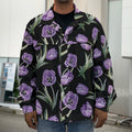 Purple Watercolor Tulip Pattern Print Men's Shirt Jacket