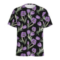 Purple Watercolor Tulip Pattern Print Men's Athletic T-Shirt