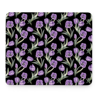 Purple Watercolor Tulip Pattern Print Mouse Pad