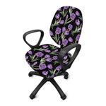 Purple Watercolor Tulip Pattern Print Office Chair Cover