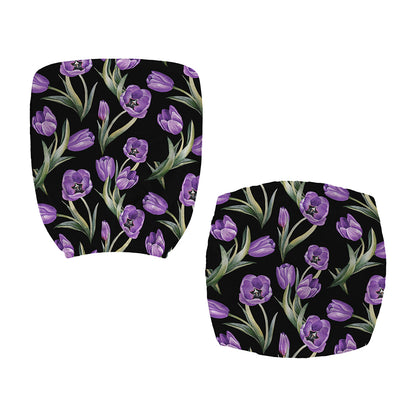 Purple Watercolor Tulip Pattern Print Office Chair Cover