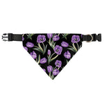 Purple Watercolor Tulip Pattern Print Over The Collar Dog Bandana