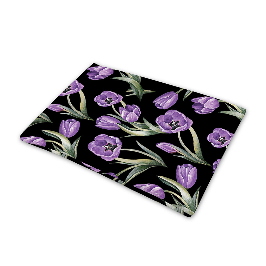 Purple Watercolor Tulip Pattern Print Pet Cooling Mat Cover