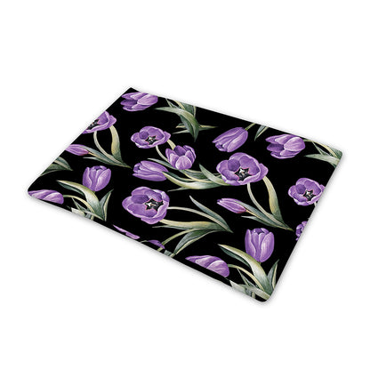 Purple Watercolor Tulip Pattern Print Pet Cooling Mat Cover