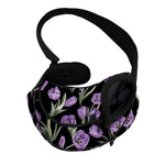 Purple Watercolor Tulip Pattern Print Pet Sling Carrier
