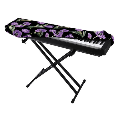 Purple Watercolor Tulip Pattern Print Piano Keyboard Cover