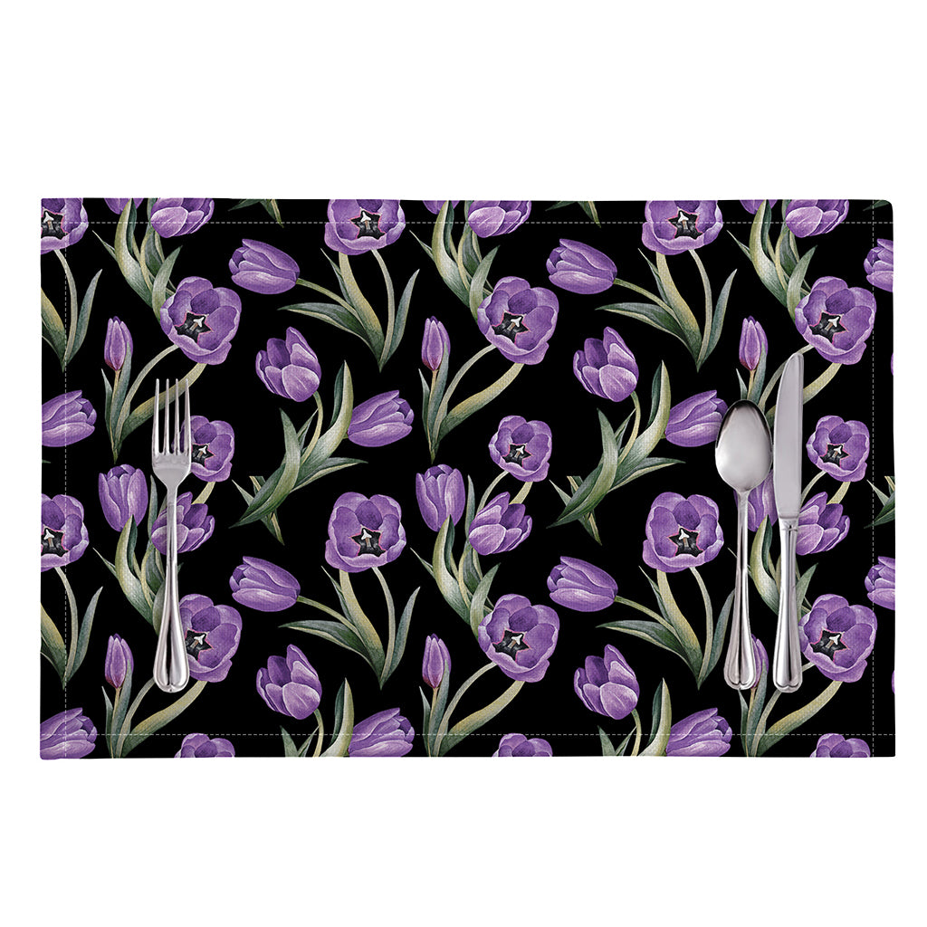 Purple Watercolor Tulip Pattern Print Placemat