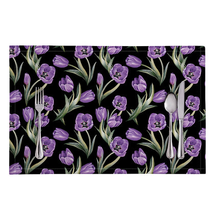 Purple Watercolor Tulip Pattern Print Placemat