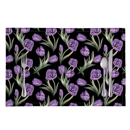 Purple Watercolor Tulip Pattern Print Placemat