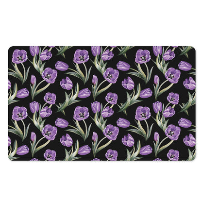 Purple Watercolor Tulip Pattern Print Polyester Doormat