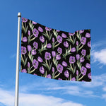 Purple Watercolor Tulip Pattern Print Polyester Flag