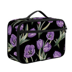 Purple Watercolor Tulip Pattern Print Portable Lunch Bag