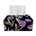 Purple Watercolor Tulip Pattern Print Rectangle Tissue Box Cover