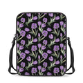 Purple Watercolor Tulip Pattern Print Rectangular Crossbody Bag