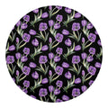 Purple Watercolor Tulip Pattern Print Round Blanket