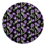 Purple Watercolor Tulip Pattern Print Round Blanket