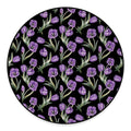 Purple Watercolor Tulip Pattern Print Round Floor Mat