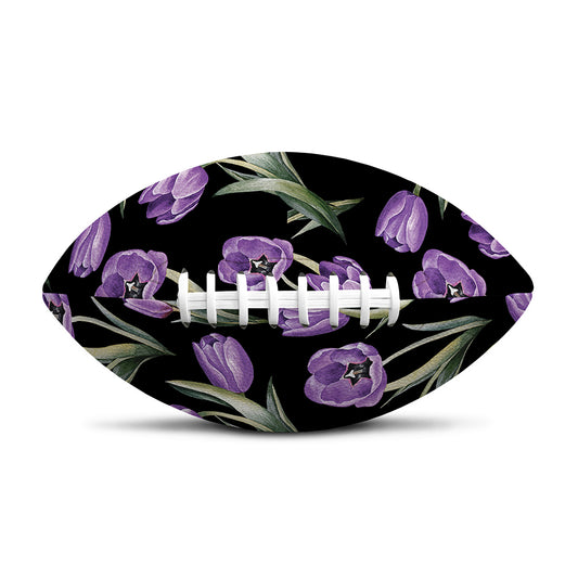 Purple Watercolor Tulip Pattern Print Rugby Ball