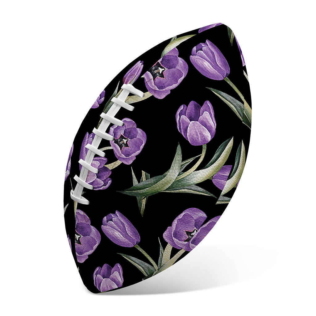 Purple Watercolor Tulip Pattern Print Rugby Ball
