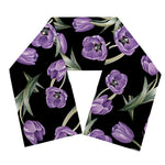 Purple Watercolor Tulip Pattern Print Scarf