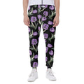 Purple Watercolor Tulip Pattern Print Joggers