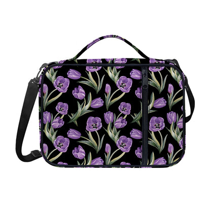 Purple Watercolor Tulip Pattern Print Shoulder Strap Bible Bag