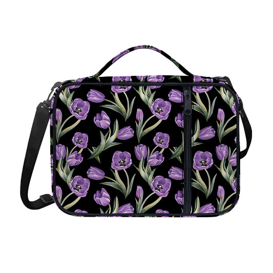 Purple Watercolor Tulip Pattern Print Shoulder Strap Bible Bag