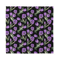 Purple Watercolor Tulip Pattern Print Silk Bandana