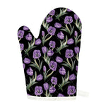 Purple Watercolor Tulip Pattern Print Single Oven Mitt