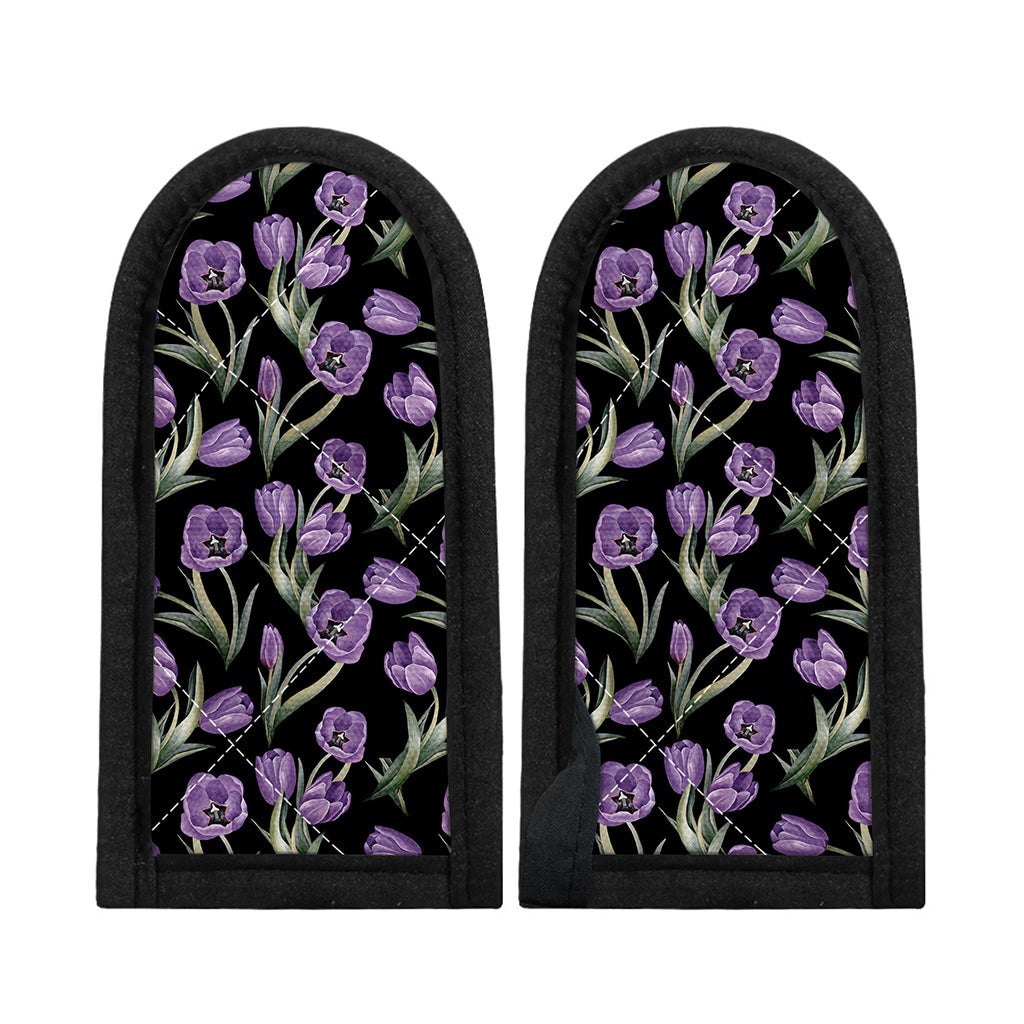 Purple Watercolor Tulip Pattern Print Skillet Handle Cover