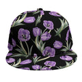 Purple Watercolor Tulip Pattern Print Snapback Cap