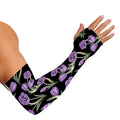Purple Watercolor Tulip Pattern Print Sun Protection Arm Sleeves