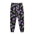 Purple Watercolor Tulip Pattern Print Sweatpants