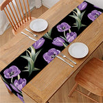 Purple Watercolor Tulip Pattern Print Table Runner