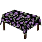 Purple Watercolor Tulip Pattern Print Tablecloth