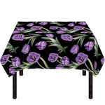 Purple Watercolor Tulip Pattern Print Tablecloth