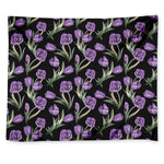 Purple Watercolor Tulip Pattern Print Tapestry