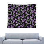 Purple Watercolor Tulip Pattern Print Tapestry