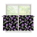 Purple Watercolor Tulip Pattern Print Tier Curtains