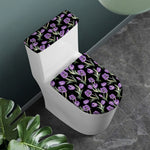 Purple Watercolor Tulip Pattern Print Toilet Lid And Tank Cover Set