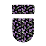Purple Watercolor Tulip Pattern Print Toilet Lid And Tank Cover Set