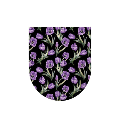 Purple Watercolor Tulip Pattern Print Toilet Lid Cover