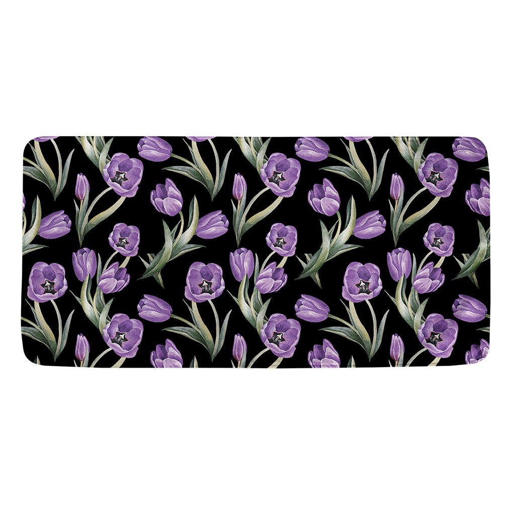 Purple Watercolor Tulip Pattern Print Towel