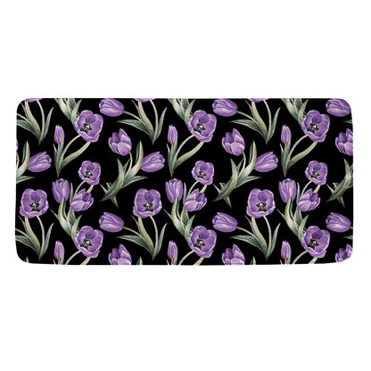 Purple Watercolor Tulip Pattern Print Towel