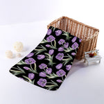 Purple Watercolor Tulip Pattern Print Towel
