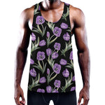 Purple Watercolor Tulip Pattern Print Training Tank Top